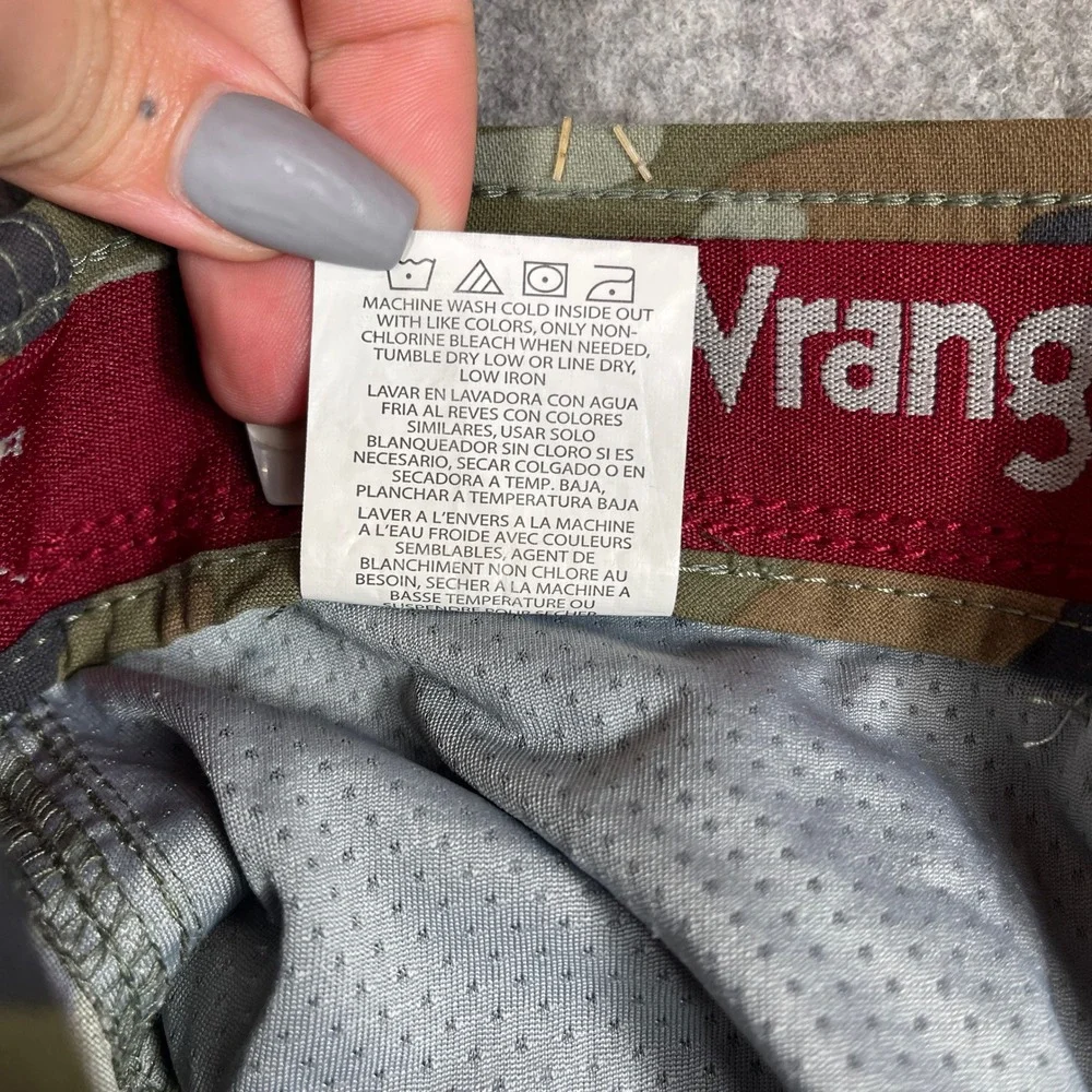 Wrangler Outdoor Camo Flex Utility Cargo Pants 32x30 Green Brown Nylon Spandex